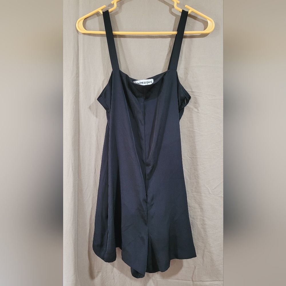Dancing leopard size XS black tank top shorts romper
